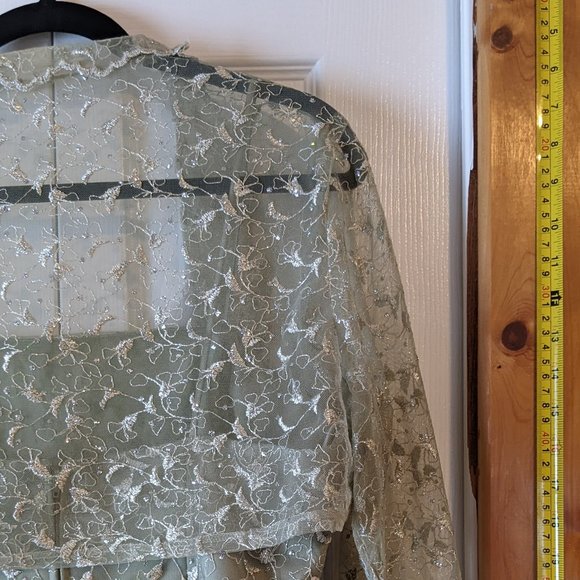 Elegant Bellessa Green Gown with Lace Bolero sz L - Picture 7 of 16